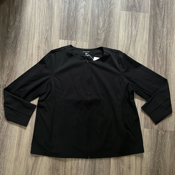 Eileen Fisher Cotton Ponte Womens Business Casual Collarless Blazer Jacket XL - Picture 2 of 8